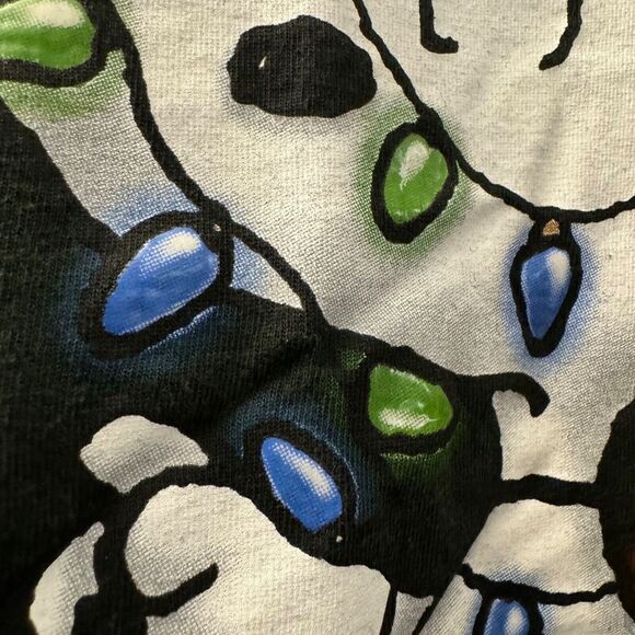 Snoopy Green T Shirt Christmas Lights Peanuts Gang Heavy Cotton Mens L Relaxed - Picture 6 of 15